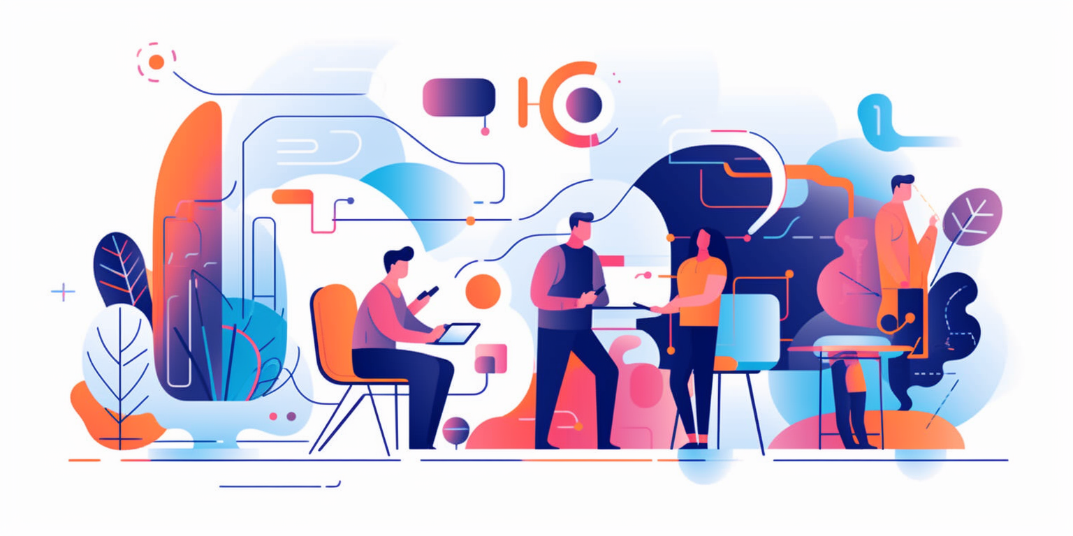 AI-driven business collaboration illustration